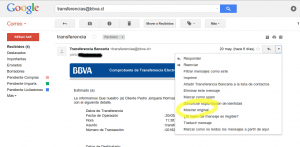 Correo de Spoofing del BBVA