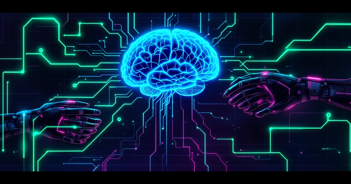 OpenClaw cerebro n8n manos - automatización IA synthwave